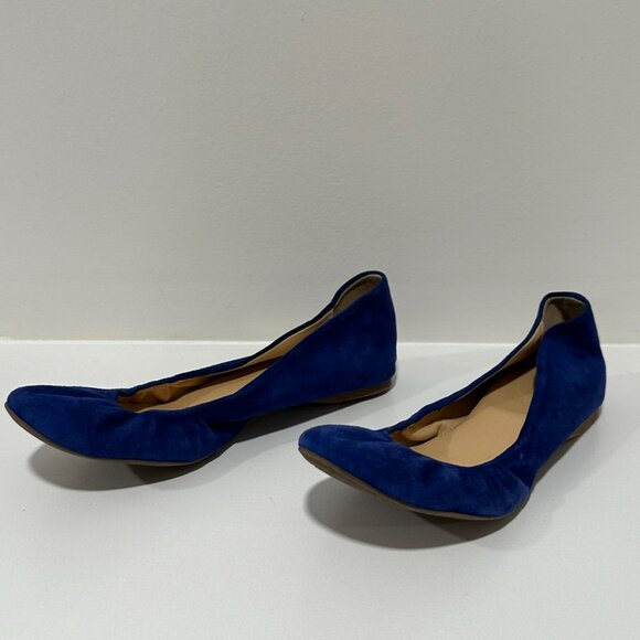 Jcrew Cece Suede Ballet Flats Cobalt Blue Size 8 - Picture 2 of 9
